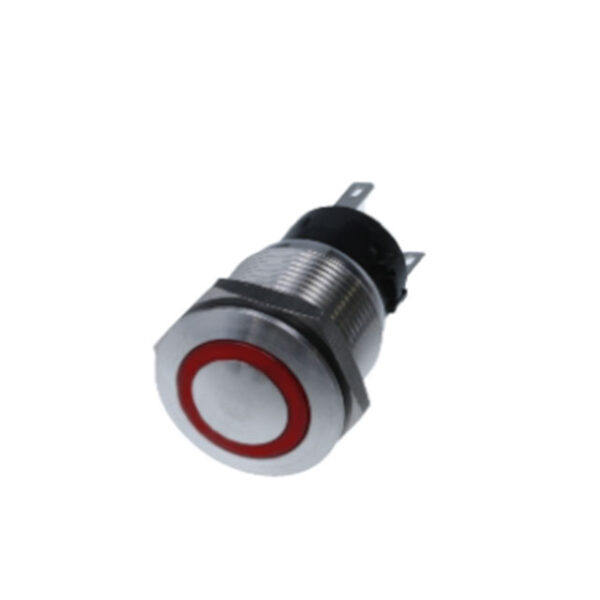 Anti Vandal 19mm Dia - 8P DPDT ON-(ON) - Red LED - IP67