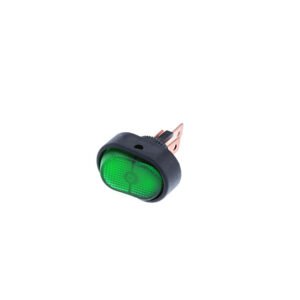 Oval Shaped Rocker - 3P SPST OFF-ON, Green Bulb