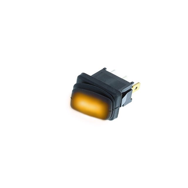 IP65 Mini Rocker - 3P SPST OFF-ON, Amber LED