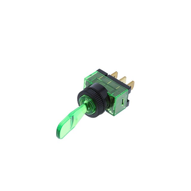 Wedge Toggle - 3P SPST OFF-ON, Green Bulb