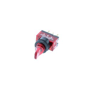 Duckbill Toggle - 3P SPST OFF-ON, Red Bulb